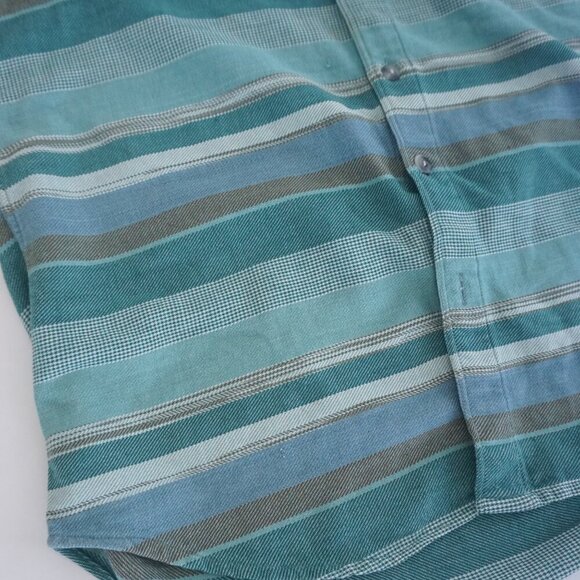 Vintage Picdor Green Blue Stripe Western Cowboy Button Up Shirt Medium - Picture 7 of 12